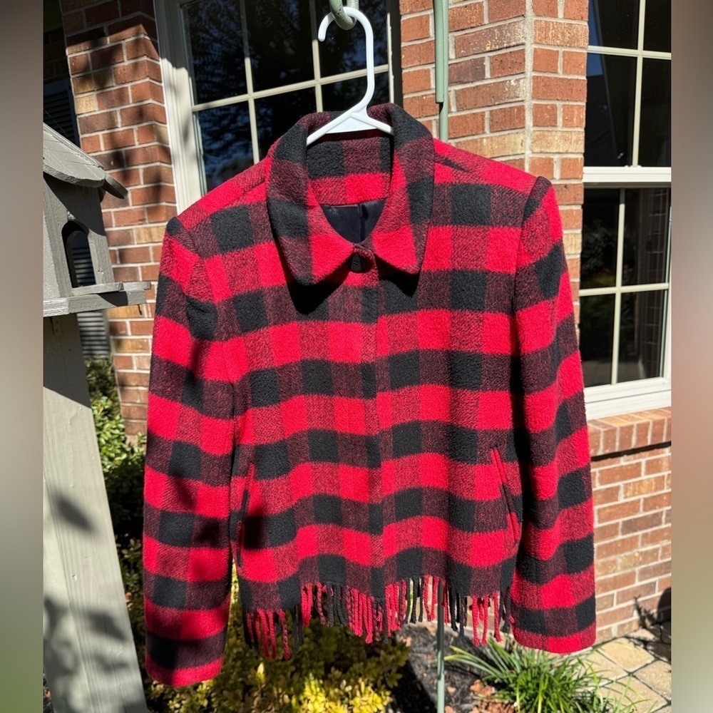 Elliott Lauren~Women’s~Size XS~Fringed~Buffalo Plaid~Fully Lined Jacket~TC